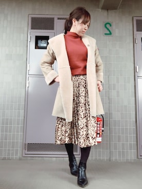 「GU（ジーユー）のアイテム（ムートンコート）」を使った、 🌼 𝕞 𝕚 𝕟 𝕒 🌼さん（レディース・163cm）の冬コーディネート