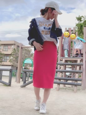 「グラフィックＴ」｜「アイテム（デニムジャケット）」を使った、 🌼 𝕞 𝕚 𝕟 𝕒 🌼さん（レディース・163cm）の春コーディネート