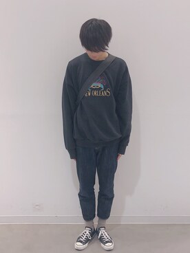「マーガレット・ハウエル(MARGARET HOWELL)」｜「アイテム（スウェット）」を使った、アサイーさん（レディース・163cm）の秋コーディネート