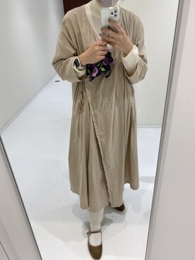 「MUJI」｜「アイテム（バレエシューズ）」を使った、アサイーさん（レディース・163cm）の冬コーディネート