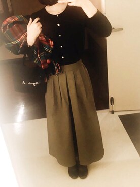 「GU（ジーユー）のアイテム（スカート、グリーン系）」を使った、K子 🐆さん（レディース）の夏コーディネート