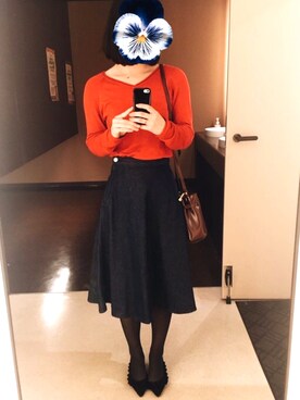 「GU（ジーユー）のアイテム（デニムスカート、ブルー系）」を使った、K子 🐆さん（レディース）の夏コーディネート