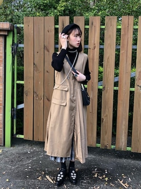 「17kg（イチナナキログラム）のアイテム（バッグ）」を使った、ホリーさん（レディース・161cm）の冬コーディネート