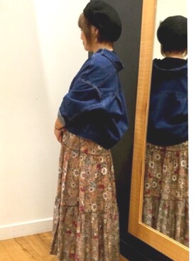 「花柄 スカート」｜Fucha.さん（レディース・150cm）の春コーディネート