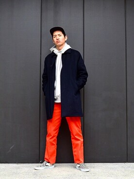 「417 EDIFICE（フォーワンセブンエディフィス）のアイテム（ステンカラーコート）」を使った、2754さん（メンズ・179cm）の春コーディネート