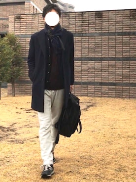 「C6（シーシックス）のアイテム（バッグ）」を使った、ダイスさん（メンズ・185cm）の冬コーディネート
