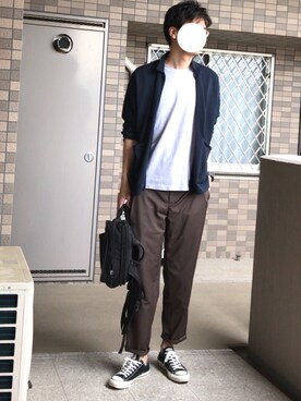 「C6（シーシックス）のアイテム（バッグ）」を使った、ダイスさん（メンズ・185cm）の春コーディネート