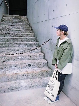 「UMBRO（アンブロ）のアイテム（キャップ）」を使った、tapi32さん（レディース・150cm）の春コーディネート