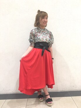 「AS KNOW AS PINKY（アズノゥアズピンキー）のアイテム（サンダル）」を使った、NIINAさん（レディース・148cm）の春コーディネート