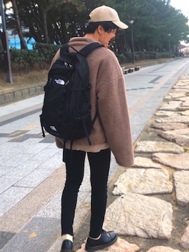 「アイテム（テーラードジャケット、ブラウン系）」を使った、うめ  相互さん（メンズ・178cm）の冬コーディネート