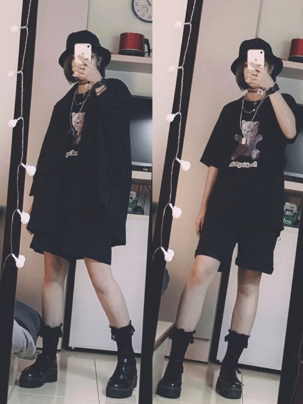 「暗黑系、black、girl、DARK、darkwear」｜「XOXOのアイテム（スラックス、ブラック系）」を使った、日童さん（レディース・153cm）の秋コーディネートの1枚目の写真