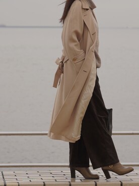 「Calvin Klein（カルバン・クライン）のアイテム（トレンチコート）」を使った、ﾕﾐさん（レディース・161cm）の冬コーディネート
