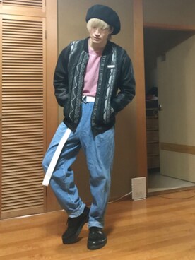 「COOGI（クージー）のアイテム（ブルゾン）」を使った、みっきーさん（メンズ・166cm）の秋コーディネート