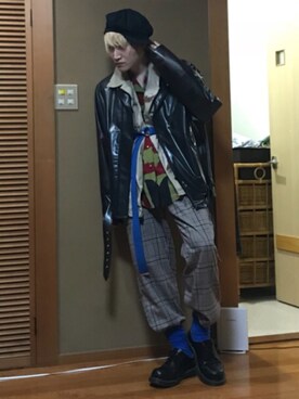 「IKUMI（イクミ）のアイテム（ジャケット/アウター）」を使った、みっきーさん（メンズ・166cm）の春コーディネート