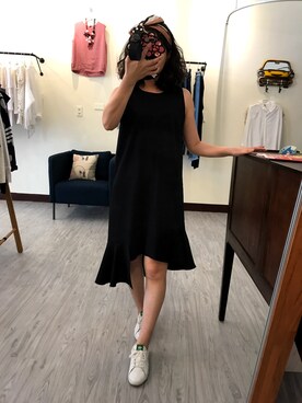 「老Maryのアイテム（ワンピース、ブラック系）」を使った、老Mary さん（レディース・160cm）の夏コーディネート