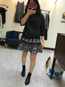 「老maryのアイテム（ワンピース/ドレス、ブラック系）」を使った、老Mary さん（レディース・160cm）の秋コーディネート