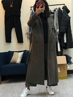 「老Mary韓國服飾のアイテム（フォーマルスーツ/小物、ブラウン系）」を使った、老Mary さん（レディース・160cm）の冬コーディネート