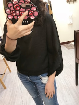 「老Maryのアイテム（トップス、ブラック系）」を使った、老Mary さん（レディース・160cm）の春コーディネート