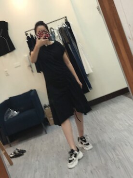 「老Maryのアイテム（ワンピース/ドレス、ブラック系）」を使った、老Mary さん（レディース・160cm）の春コーディネート
