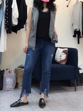 「老Maryのアイテム（ジャケット/アウター、グレー系）」を使った、老Mary さん（レディース・160cm）の春コーディネート