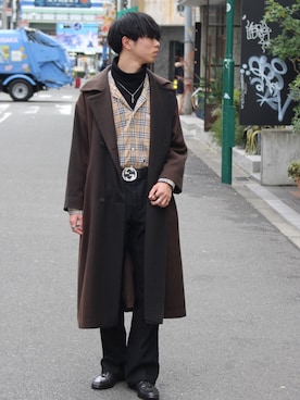 「Chrome Hearts」｜「アイテム（ローファー）」を使った、nobuさん（メンズ・174cm）の冬コーディネート