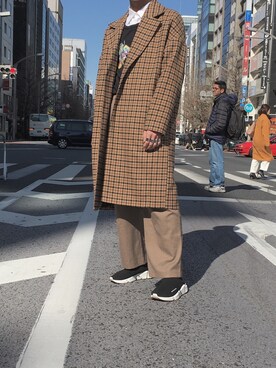 「BTS」｜「アイテム（チェスターコート）」を使った、kxntさん（メンズ・170cm）の冬コーディネート