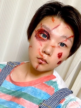 「ハロウィン」｜「アイテム（サロペット/オーバーオール）」を使った、やすさん（メンズ・160cm）の秋コーディネート