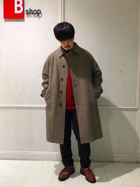 「orcival」｜「アイテム（ステンカラーコート）」を使った、伊藤さん（メンズ・166cm）の秋コーディネート
