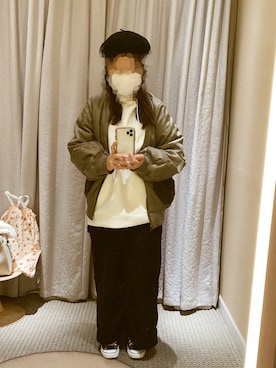 「POU DOU DOU（プードゥドゥ）のアイテム（MA-1）」を使った、ひよこさん（レディース・148cm）の秋コーディネート