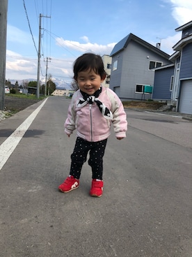 「西松屋（ニシマツヤ）のアイテム（ブルゾン）」を使った、ERIさん（キッズ・80cm）の春コーディネート