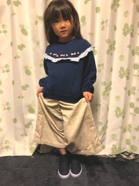 「Moujonjon（ムージョンジョン）のアイテム（スウェット）」を使った、ゆかちさん（キッズ・110cm）の秋コーディネート
