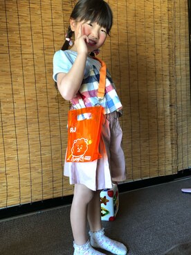 「BT21（ビーティーイシビル）のアイテム」を使った、ゆかちさん（キッズ・120cm）の夏コーディネート