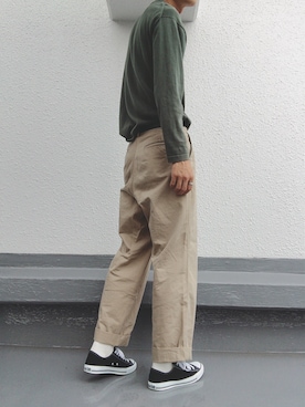 「CONVERSE（コンバース）のconverse（コンバース） ALL STAR OX（オールスターOX）（スニーカー）」を使った、助さん（メンズ・187cm）の秋コーディネート