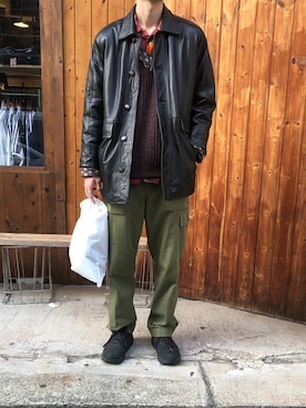 「aie」｜「アイテム（スニーカー）」を使った、助さん（メンズ・190cm）の冬コーディネート