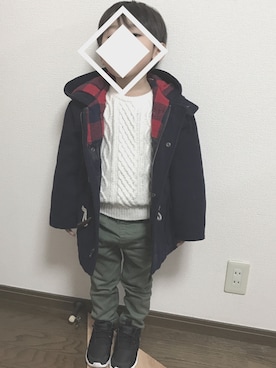 「kids」｜「アイテム（ダッフルコート）」を使った、haru45さん（キッズ・100cm）の冬コーディネート