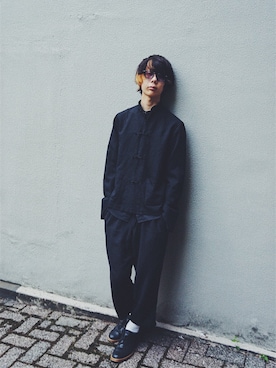 「BLACK COMME des GARCONS（ブラックコムデギャルソン）のアイテム（その他アウター）」を使った、めえさん（メンズ・182cm）の夏コーディネート