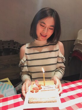 「onemoreのアイテム（ニット/セーター、ホワイト系）」を使った、Refresh_Liuさん（レディース・167cm）の秋コーディネート