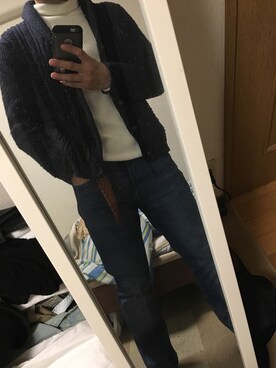 「Levi's（リーバイス）のLEVI'S 501Customized＆Tapered（デニムパンツ）」を使った、Sayuさん（メンズ・164cm）の冬コーディネート
