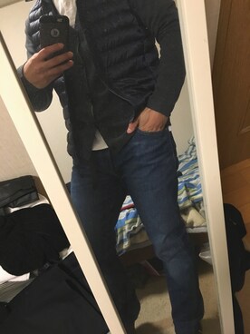 「Levi's（リーバイス）のLEVI'S 501Customized＆Tapered（デニムパンツ）」を使った、Sayuさん（メンズ・164cm）の冬コーディネート