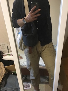 「semantic design（セマンティックデザイン）のアイテム（カーゴパンツ）」を使った、Sayuさん（メンズ・165cm）の夏コーディネート