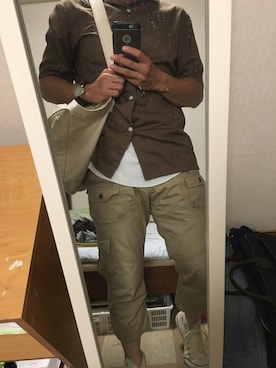 「semantic design（セマンティックデザイン）のアイテム（カーゴパンツ）」を使った、Sayuさん（メンズ・165cm）の秋コーディネート