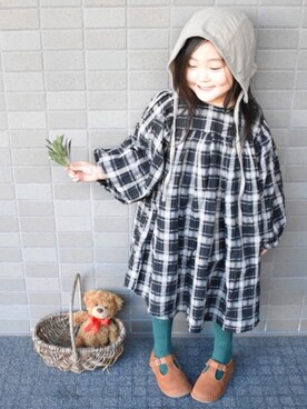 「ボンネット」｜「アイテム（その他）」を使った、sachinoさん（キッズ・100cm）の春コーディネート