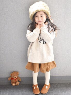 「キュロット」｜「アイテム（バレエシューズ）」を使った、sachinoさん（キッズ・100cm）の春コーディネート