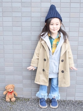 「アイテム（トレンチコート）」を使った、sachinoさん（キッズ・100cm）の春コーディネート