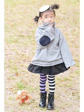 「アイテム（スカート）」を使った、sachinoさん（キッズ・100cm）の秋コーディネート