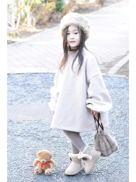 「エクリュ」｜「アイテム（ブーツ）」を使った、sachinoさん（キッズ・100cm）の冬コーディネート