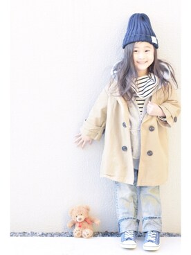 「アイテム（トレンチコート）」を使った、sachinoさん（キッズ・100cm）の冬コーディネート