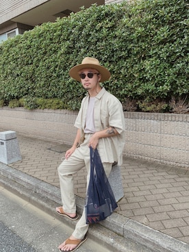 「FRUIT OF THE LOOM（フルーツオブザルーム）のアイテム（バッグ）」を使った、Kentinosanさん（メンズ・168cm）の夏コーディネート