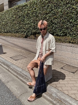 「FRUIT OF THE LOOM（フルーツオブザルーム）のアイテム（バッグ）」を使った、Kentinosanさん（メンズ・168cm）の夏コーディネート