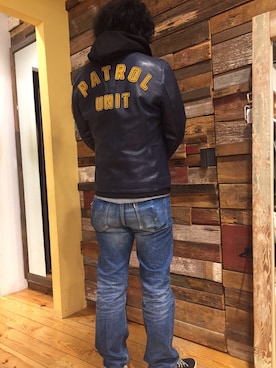 「春物」｜「アイテム（ブルゾン）」を使った、yabeさん（メンズ・178cm）の冬コーディネート